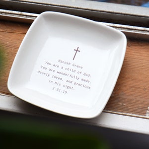 Custom Baptism Gift Baptism Keepsake Dish with Name and Date Gift Box Included image 4