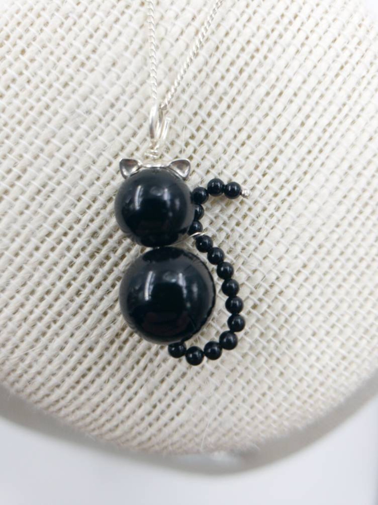 Black Onyx Cat Sterling Silver Wire Wrapped Pendant Necklace Etsy
