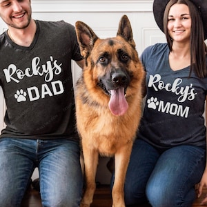 Matching Dog Parent Shirts with Your Pets Name(s) - Dog Dad Dog Mom Shirts - Customize Dog Shirts - Matching Dog Owner - Dog Mama Dog Daddy