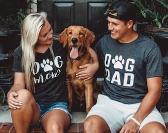 Camicie per papà per cani per cani abbinate - Camicie per genitori di cani con stampa zampa per O - Pedine per cani - T-shirt per proprietari di cani abbinata - Dog Mama Dog Daddy