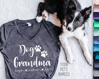 Dog Grandma Shirt with your Grandpups Pet Names - Customize Fur Grandma Shirt with Pet Name - Dog Granny Maw Maw T Shirt - Dog Gma Soft Tee