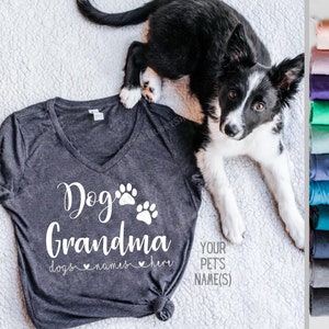 Dog Grandma Shirt with your Grandpups Pet Names - Customize Fur Grandma Shirt with Pet Name - Dog Granny Maw Maw T Shirt - Dog Gma Soft Tee