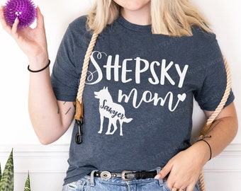Shepsky mamma-tröja personlig med DIN hunds namn - Shepsky mamma - schäfer husky blandras hundmamma - Shepsky hundtröja - personlig Shepsky
