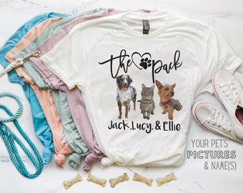 The Pack Shirt with Your Pet's Pictures on the Shirt - Dog Photo Shirt - The Pack Dog Shirt - Personalized Dog Picture Shirt - Dog Photo Tee