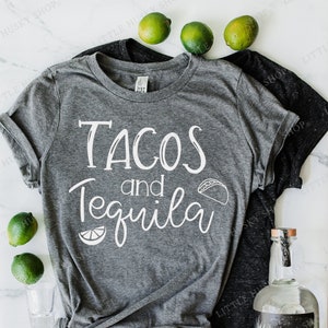Camiseta de tacos y tequila - Camiseta de tacos y tequila - Camiseta de tacos - Camiseta para amantes de los tacos - Camiseta para beber - Camiseta de México - Camiseta de vacaciones - Camiseta de modo vacaciones