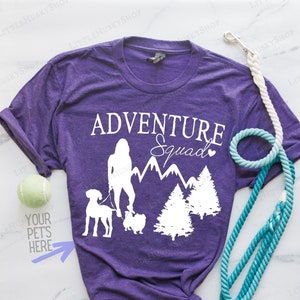 Adventure Squad Dog Shirt Personalized with YOUR Pet's Breed Shape - Hiking with Dogs - Adventures with My Dogs - Dog Hiking Custom T Shirt