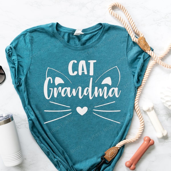 Cat Grandma Shirt with Whiskers Cat Ears - Cat Granny - Kitty Grandma - Grandparents of Cats - Mothers Day Cat Gift - Cat Lover Gift Idea
