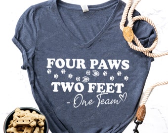 Four Paws Two Feet One Team Shirt - Dog Training T Shirt - Dog Agility Shirt - Train With My Dog Shirt - Dog do Agility - Paw Print Shirt