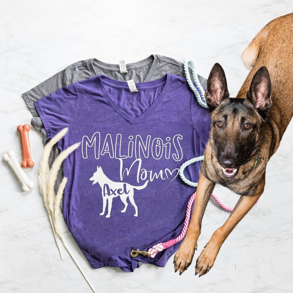 Malinois Mom Shirt Personalized with YOUR pet's Name - Belgian Malinois Dog Owner Gift - Malinois Shepherd Dog Shirt Custom Malinois Shirt