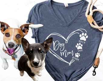 Personalized Dog Mom Paw Print Name Shirt - Pet Name Pawprints Custom Shirt - Dog Mama Shirt with Names - Mothers Day Shirt with Dog Names T