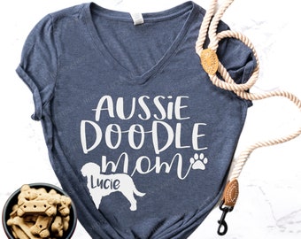 Camiseta para mamá de Aussiedoodle - Dueña de un perro Aussie Doodle - Camiseta para mamá de raza mixta de pastor australiano - Lindo regalo o obsequio para amantes de los perros.