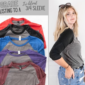 Améliorez n'importe lequel de mes modèles de chemises en t-shirt baseball raglan doux à manches 3/4 - chemise raglan douce - t-shirt baseball Upgrade Little Husky Shop