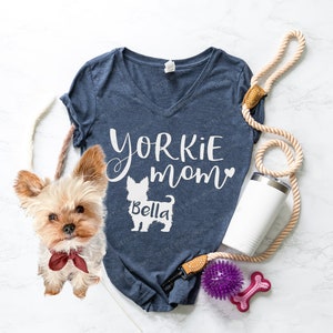 Yorkie Mom Shirt with Your Pet's Name - Personalized Yorkie Gift - Yorkie Dog Mom Dog Name Shirt - Yorkshire Terrier Mom T Shirt or Tank