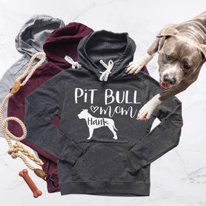Pit Bull Mom Hoodie with Your Dog's Name Personalized Pitbull Mom T Shirt or Hoodie Pitbull Sweatshirt Pittie Hoodie Pittie Mama image 1