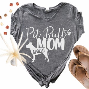 Pit Bull Mom Shirt Customized with YOUR Dog's Name - Personalized Pittie Mom Shirt - Pitbull Mom Dog Name Shirt - Pit Bull Mama - Pittie Tee