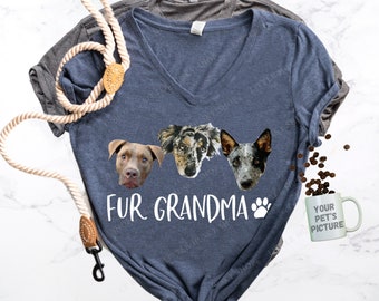 Camicia della nonna in pelliccia con le immagini del TUO animale domestico - Camicia con foto dell'animale domestico per nonna del cane - Camicia con foto per nonna in pelliccia - Gigi in pelliccia - Foto del cane su una maglietta