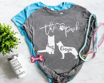 The Pack Shirt with Your Pets Names - Dog and Cat Mom - Pet Mama - Fur Mama Customized Pet Name Shirt - Your Breed - Your Dog and Cat's Name