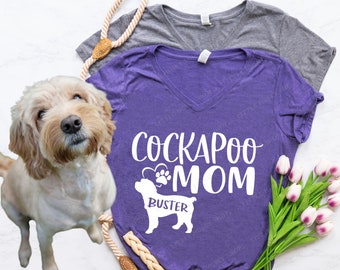 Camicia mamma Cockapoo personalizzata con il nome del tuo cane - Cocker Spaniel Poodle Dog Mama - Camicia Cockapoo - Idea regalo proprietario cane Cockapoo Soft T