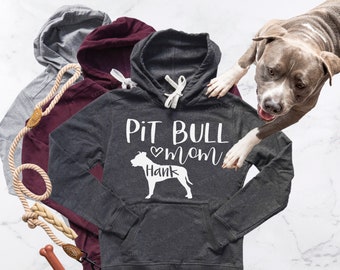 Felpa con cappuccio Pit Bull Mom con il nome del tuo cane - T Shirt o felpa con cappuccio Pitbull Mom personalizzata - Felpa Pitbull - Felpa con cappuccio Pittie - Pittie Mama