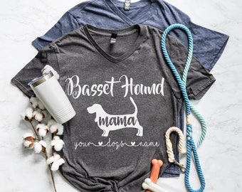 Basset Hound Mom Shirt Personalized with YOUR Dog's Name - Customized Basset Dog Mom Shirt - Basset Hound Mama Shirt - Gift for Basset Owner