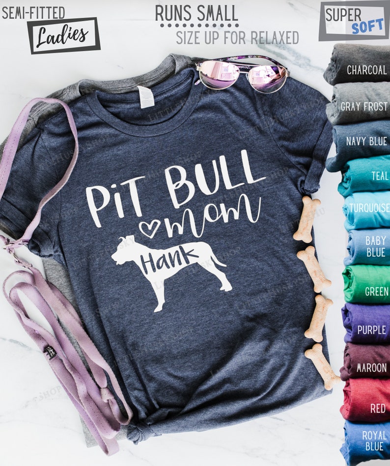 Pit Bull Mom Hoodie with Your Dog's Name Personalized Pitbull Mom T Shirt or Hoodie Pitbull Sweatshirt Pittie Hoodie Pittie Mama image 4