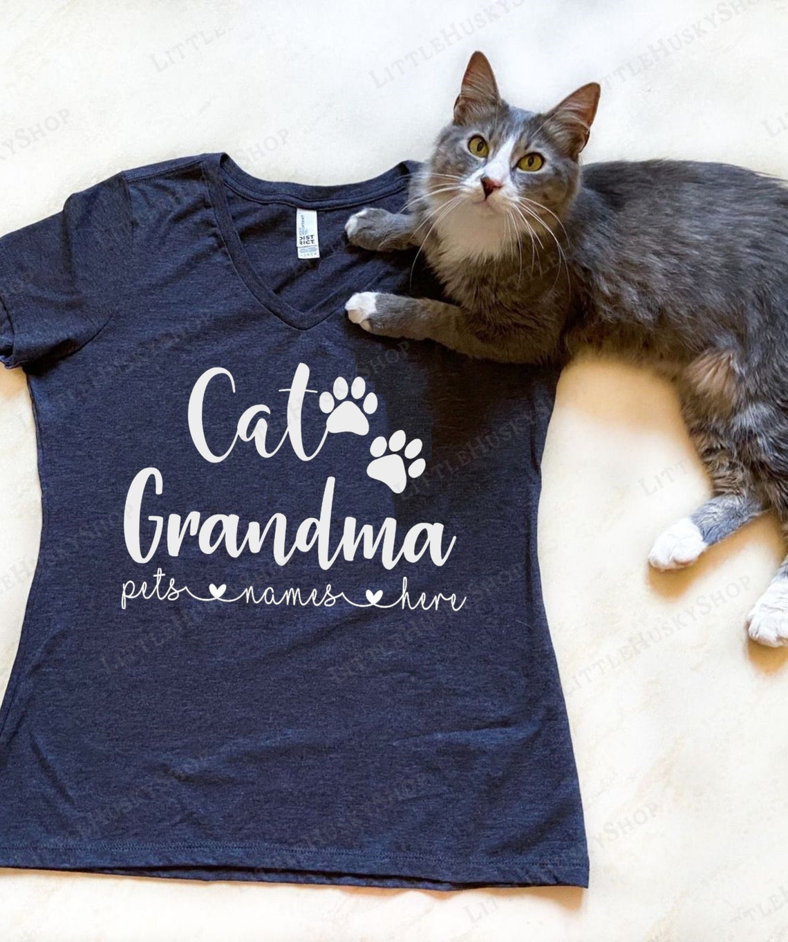 Cat Grandma Shirt with your Cat Names Fur Grandma Kitty Etsy
