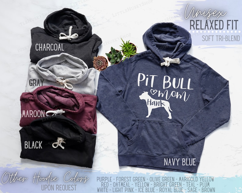 Pit Bull Mom Hoodie with Your Dog's Name Personalized Pitbull Mom T Shirt or Hoodie Pitbull Sweatshirt Pittie Hoodie Pittie Mama image 8