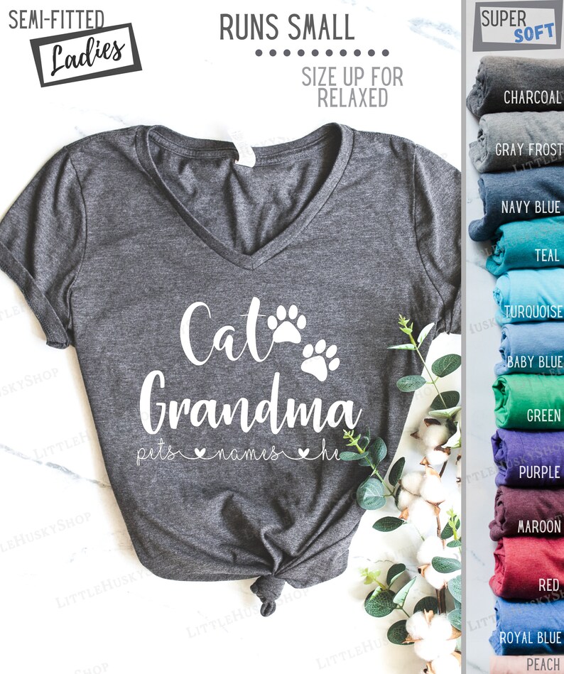 Cat Grandma Shirt With Your Cat Names Fur Grandma Kitty Etsy