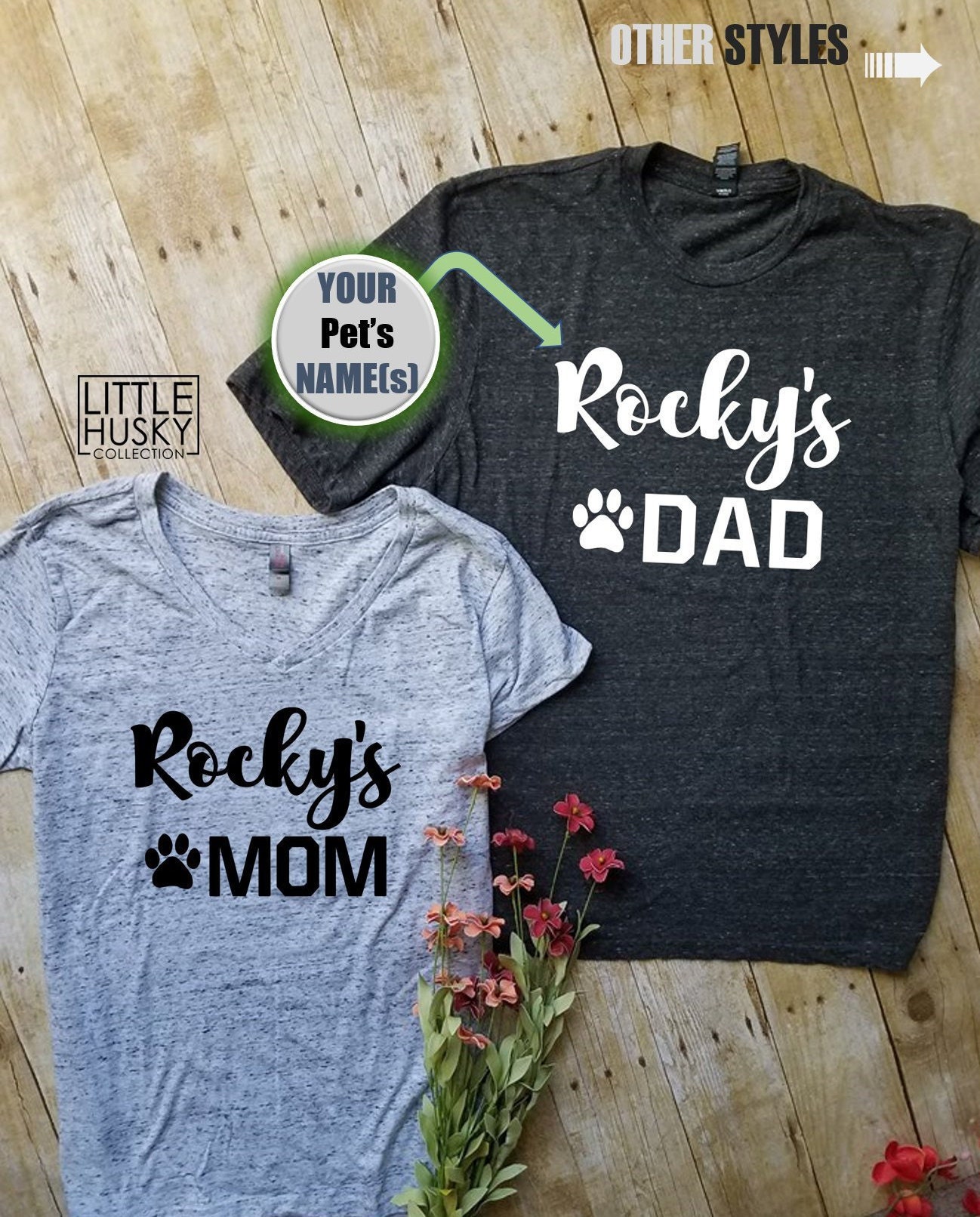Matching Dog Parent Shirts with Your Pets Names Dog Dad Etsy