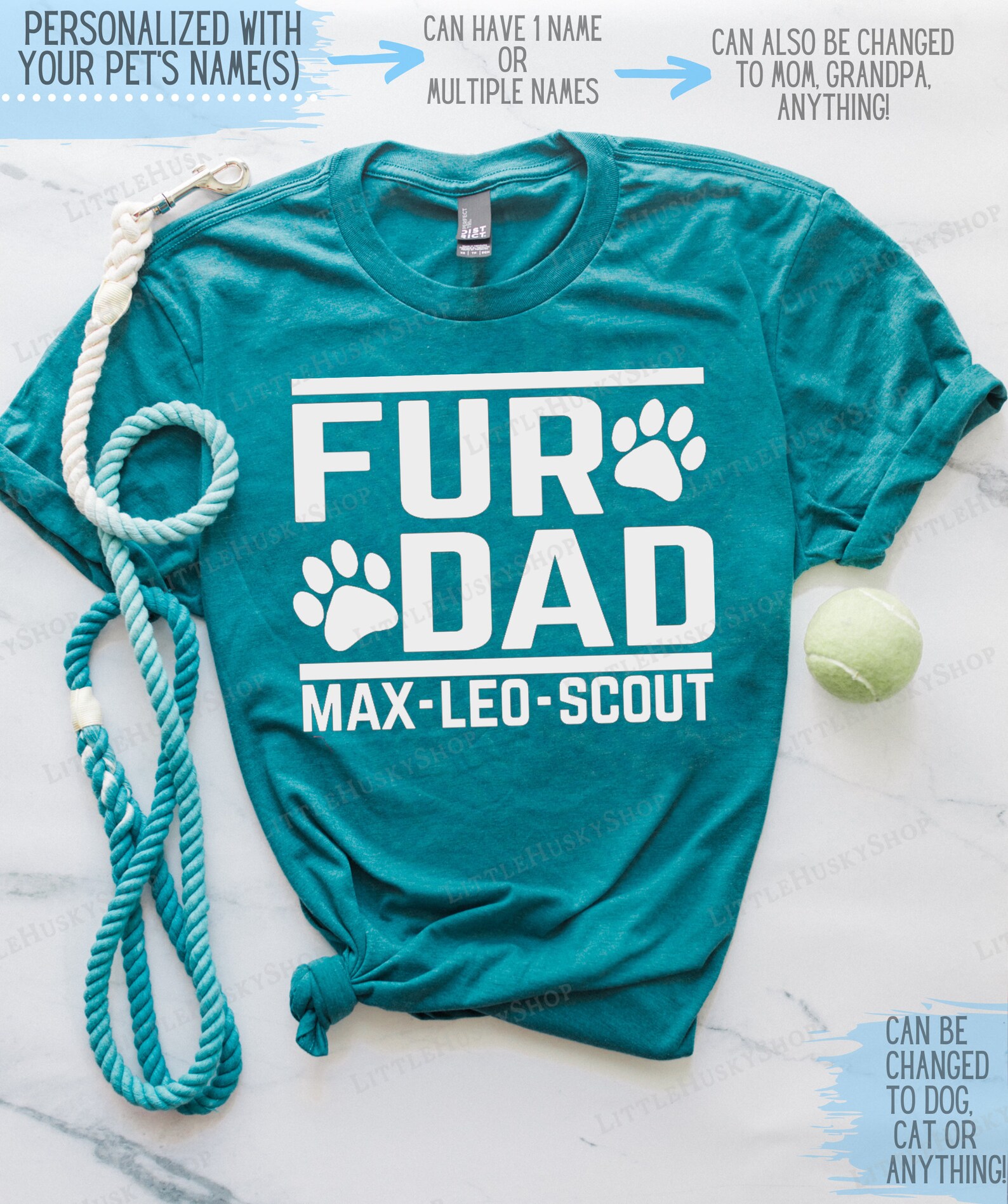Fur Dad Shirt With Your Pet Names Dog Dad Name Shirt Cat Etsy