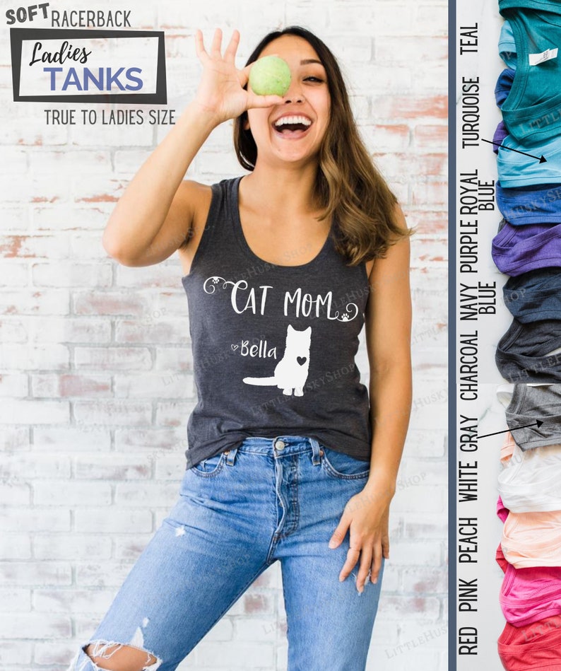 Custom Cat Mom Shirt With Cat Names Pet Name Customize Shirt Etsy