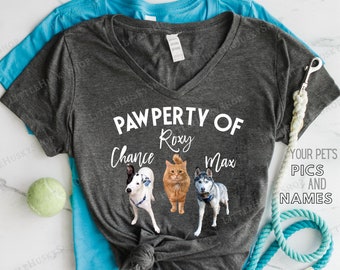 Pawperty of My Dogs Pet Photo Shirt Personalized with YOUR Pet's Pictures - Awesome Dog Mom Shirt with the Pack - Pet Photo on a Shirt Gift