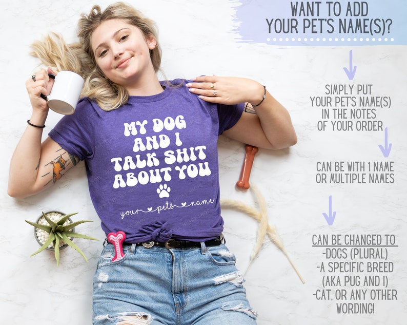 My Dog and I Talk Shit About You Hilarious Sarcastic Vintage Style Gift for Pet Lover Funny Long Sleeve and Hoodie Trash Talking Tops image 2
