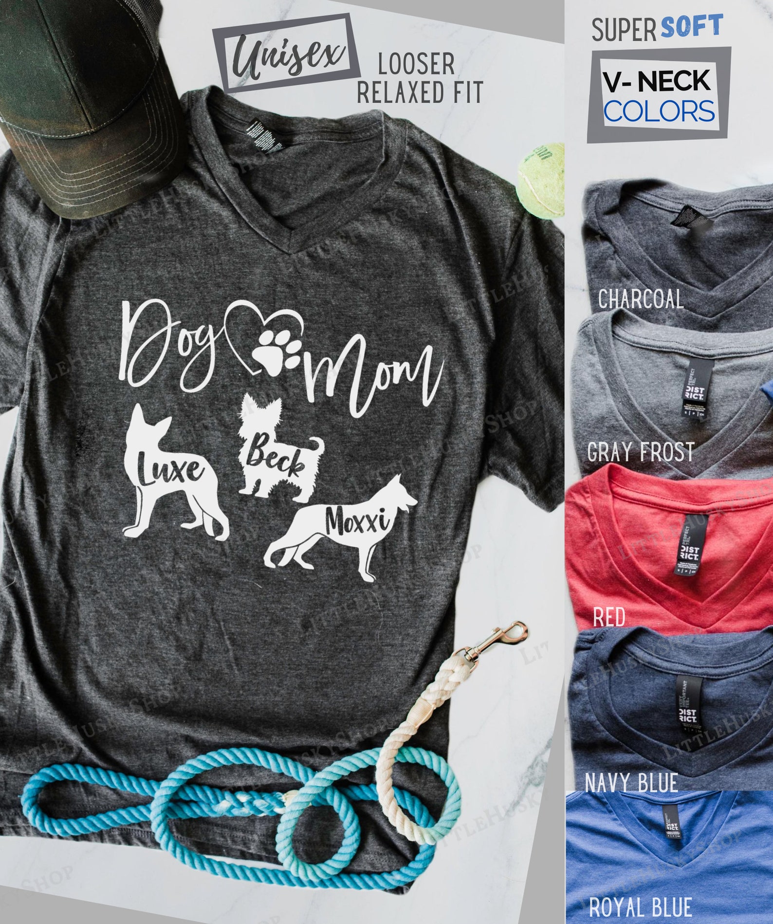 Personalized Dog Mom Shirt With Your Pets Names and Breeds Etsy