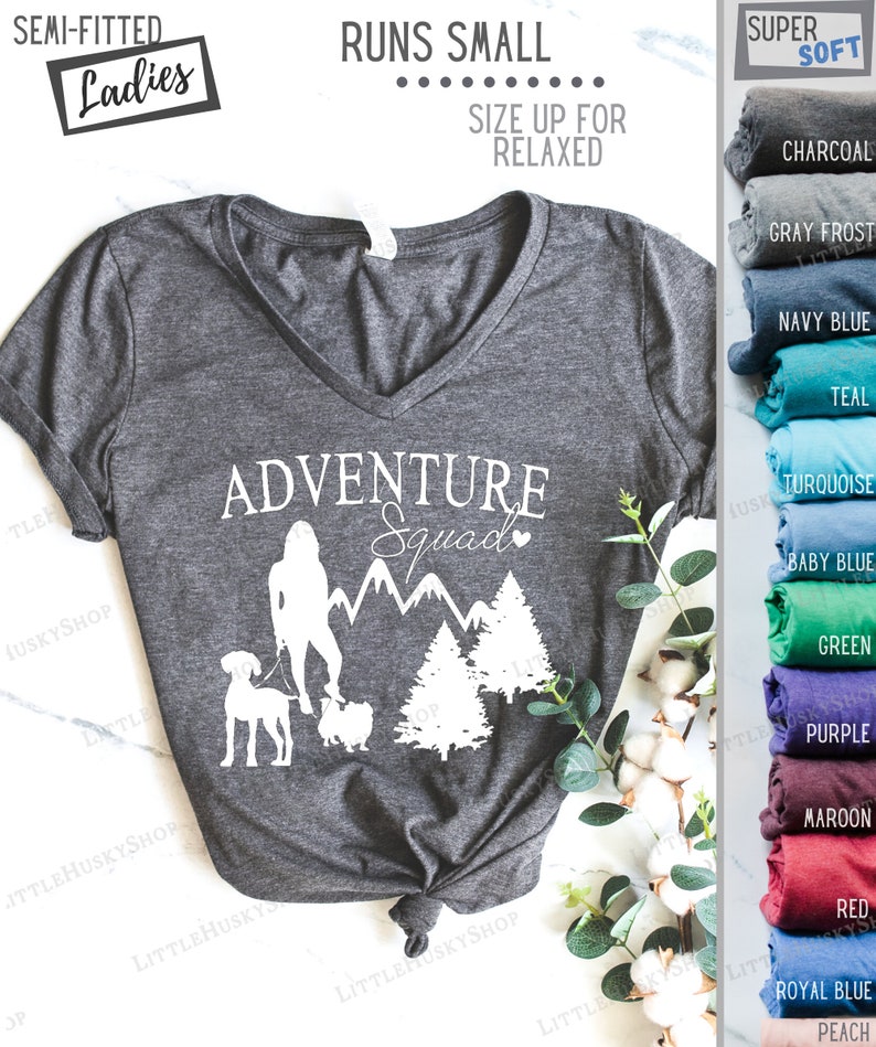 Adventure Squad Dog Shirt Personalized with YOUR Pet/'s Breed Shape Adventures with My Dogs Hiking with Dogs Dog Hiking Custom T Shirt
