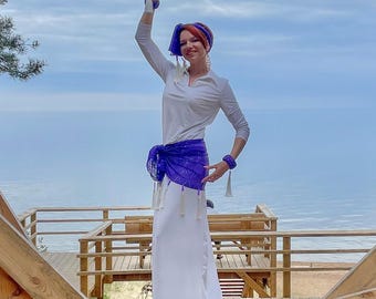 Déguisement blanc classique de galabeya pour la danse orientale baladi