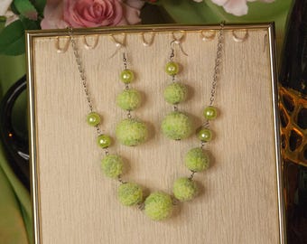 Ensemble de bijoux au crochet - Collier et boucles d'oreilles, bijoux en fibre faits main