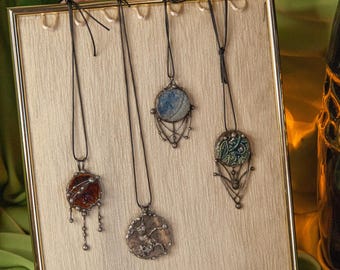 Pendentif en céramique fait main, bijoux en cuivre soudé
