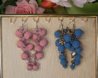 Boucles d'oreilles en perles au crochet - Bijoux faits main en fibre d'art
