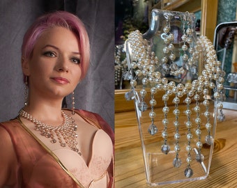 Handmade vintage Jewelry Set Pearl
