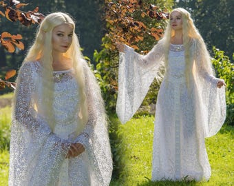 Lady Galadriel Cosplay Dress Handmade LARP Wedding Dress