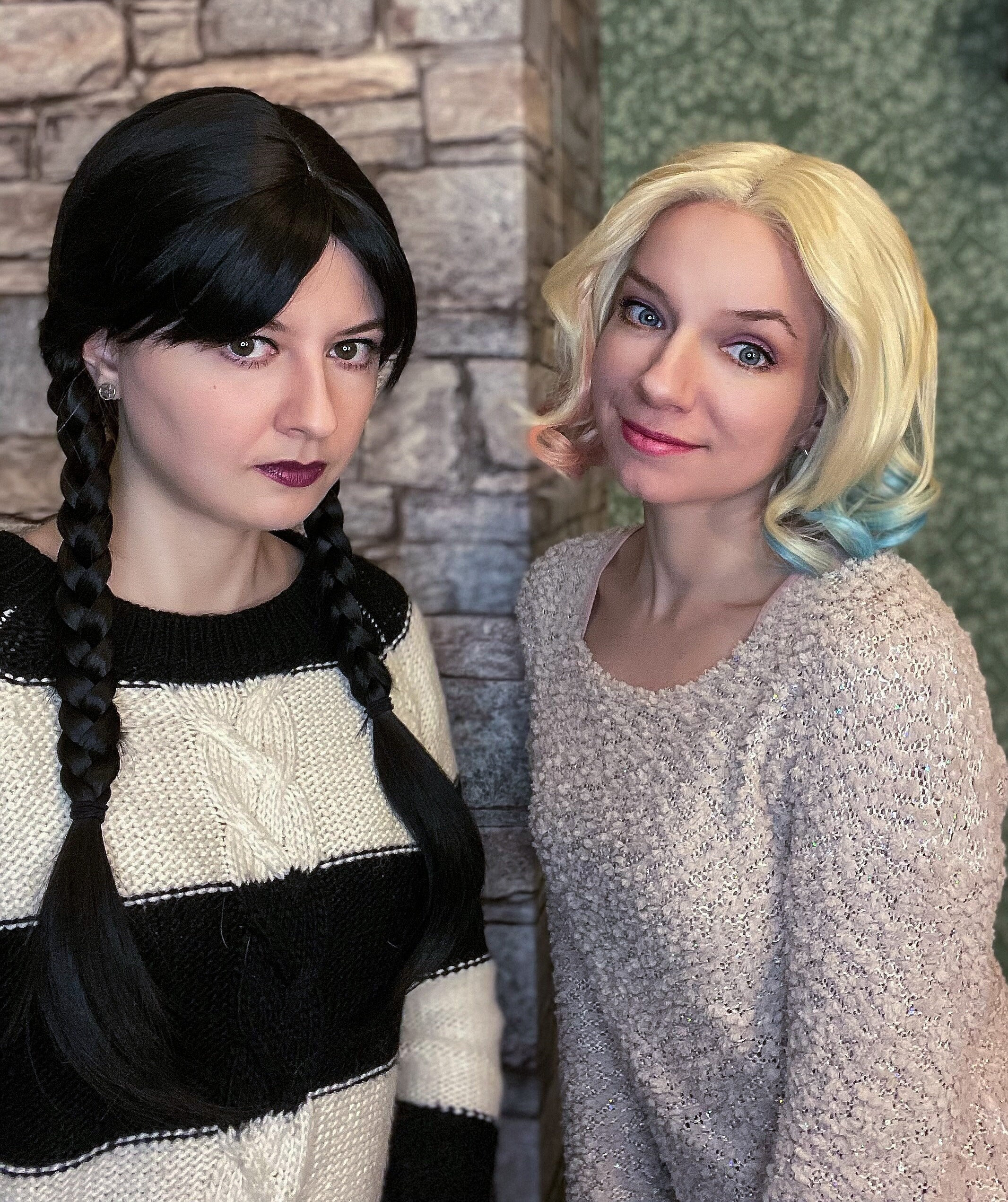 Peruka cosplay Wednesday & Enid. Peruka ręcznie robiona