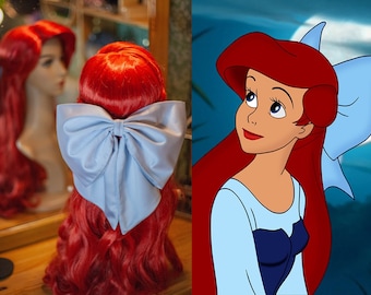 Ariel handmade hairpin blue silk bow cosplay