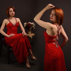 Elegant Vintage Red Evening Dress