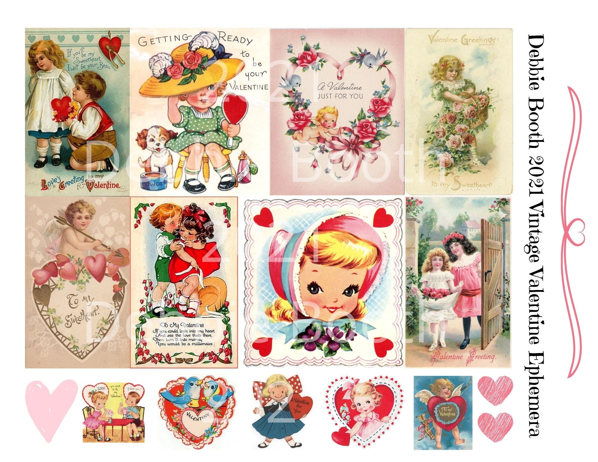 Vintage Valentine Ephemera Download PDF Etsy