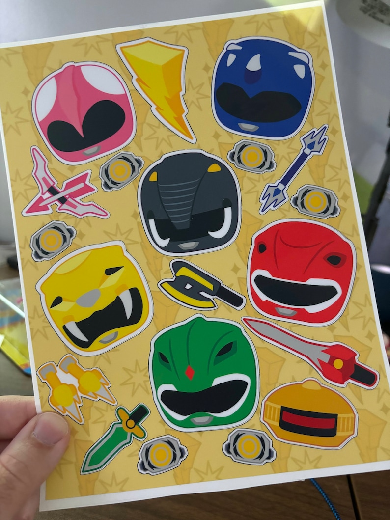 Power Ranger Sticker Chart Template Power Teens Vinyl Waterproof Sticker Sheet - Etsy
