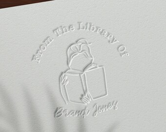 Personalized Book Lover Gift Embosser Monogram Book Stamp Embosser Gift for Readers Library Of Book Embosser for Mother's Day