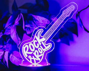 ROCK AND ROLL night light rock and roll baby boy girl decor guitar nursery kids sign baby shower sign Rock baby shower Rock and Roll Nursery