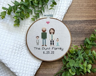 Anniversary Gift Cotton Family Portrait 2nd Anniversary Gift Wedding Couple Linen Anniversary Present for Her Gift for wife