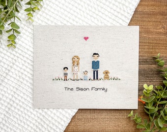 Anniversary Gift Custom Family Portrait Cotton Anniversary Gift Wedding Couple Linen Anniversary Present for Her Gift for him Cross Stitch